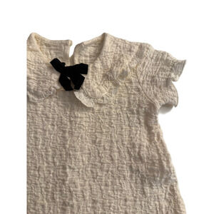 Baby girl 9 month Cream Black Bow Textured Casual Dress